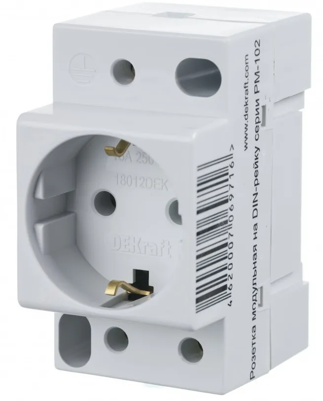 Розетка РМ-102 модульная на DIN-рейку 2P+PEN 16A 220В 