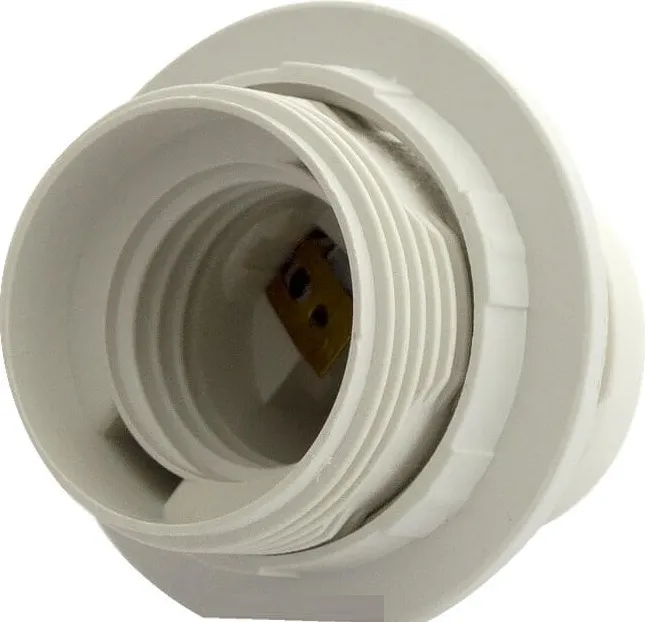 Патрон E27 пластик подвесной с кольцом белый