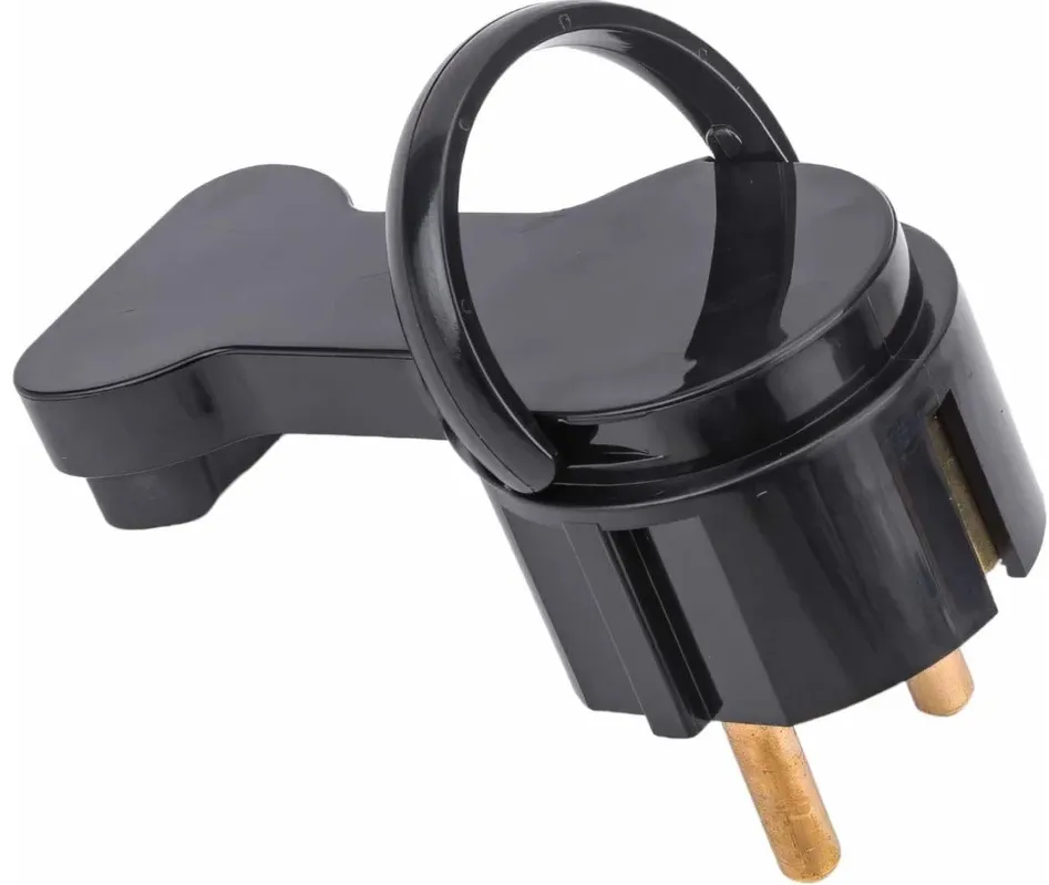 Вилка В16-061 угловая плоская с кольцом с/з черн. Bylectrica