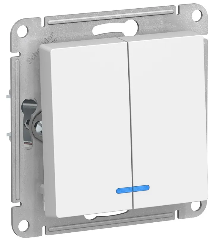 Выключатель 2-кл. с подсветкой Белый AtlasDesign SE