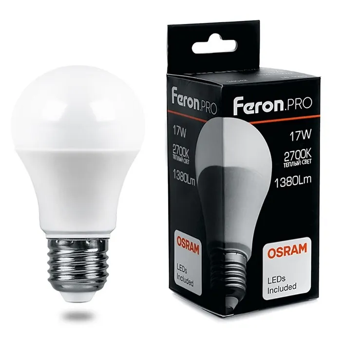 Лампа LED A65 E27 2700К 17Вт Feron, 