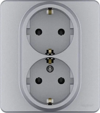 Розетка 2-я с/з Алюминий INSPIRIA LEGRAND