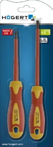 Набор изолированных отверток SL5,5, 125 мм, PH2, 100 мм, 1000 V, сталь S2, 2 шт. HOEGERT, ком