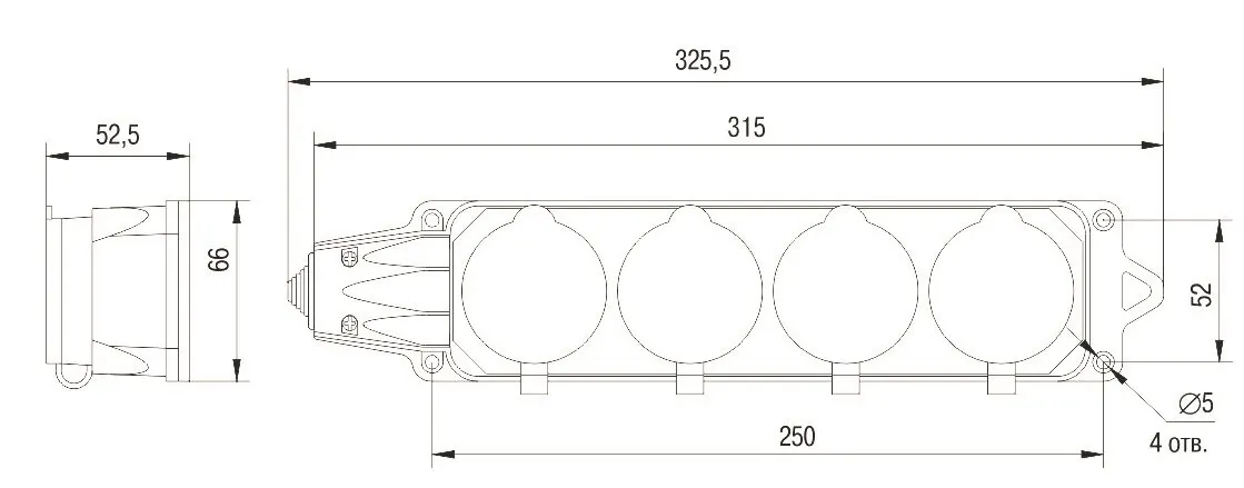 Колодка 4-я с/з IP44 РБ34-1-0м ОМЕГА IEK