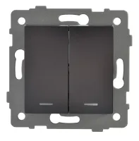 Выключатель 2-кл. с подсветкой чёрный A-011B "Аура" AWSproducts