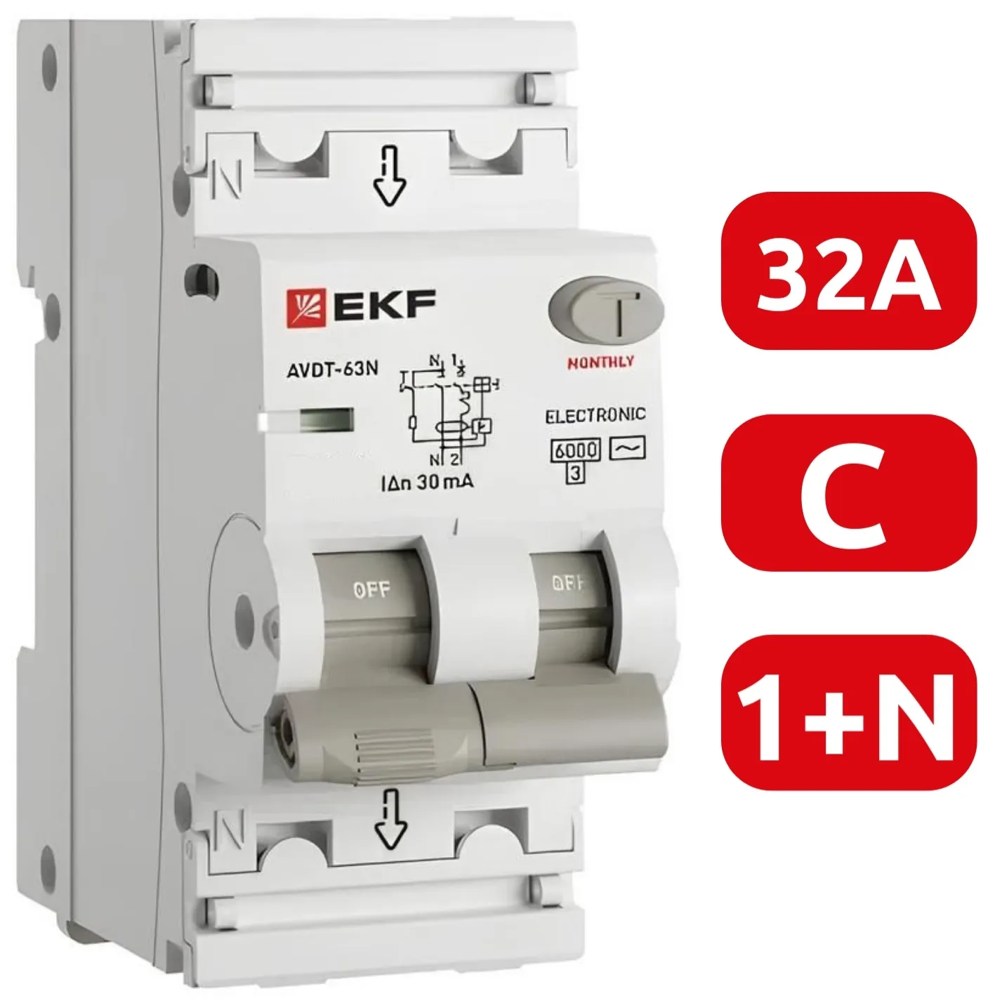 АВДТ-63N C32/1+N 30мА, тип А, 6кА PROXIMA EKF