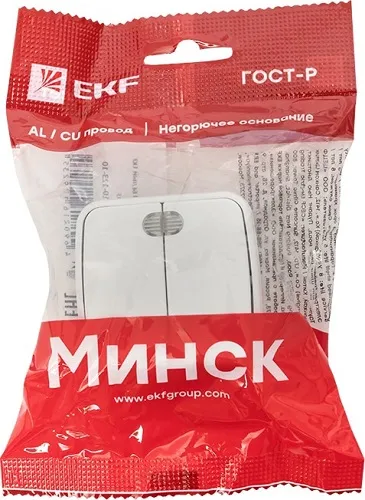 Выключатель ОУ 2-кл. с подсветкой Белый EKF