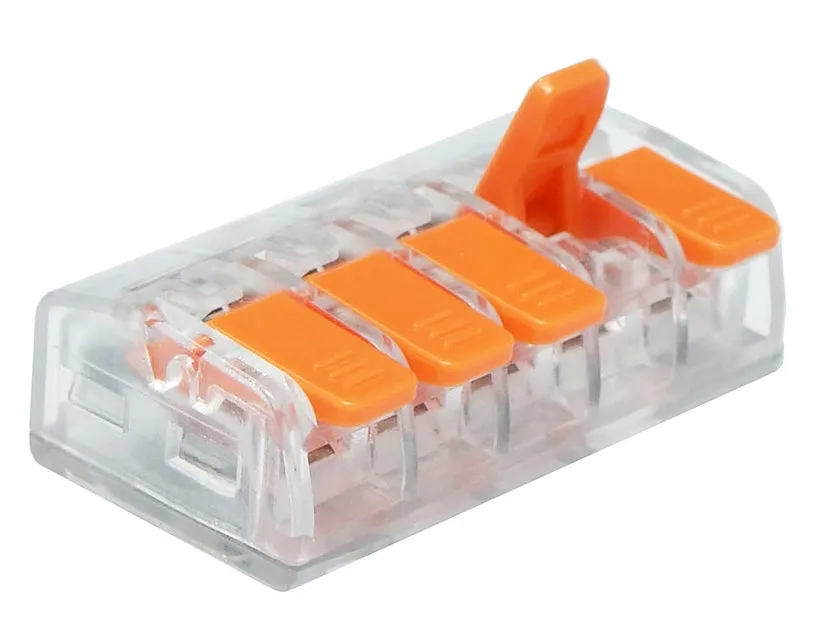 Клемма рычажковая 5 отверстий 0,08-2,5 (уп. 12шт) СМК221-415 прозр. DORI, уп