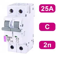 Автоматический выключатель ETIMAT P6 C25/2 6кA ETI