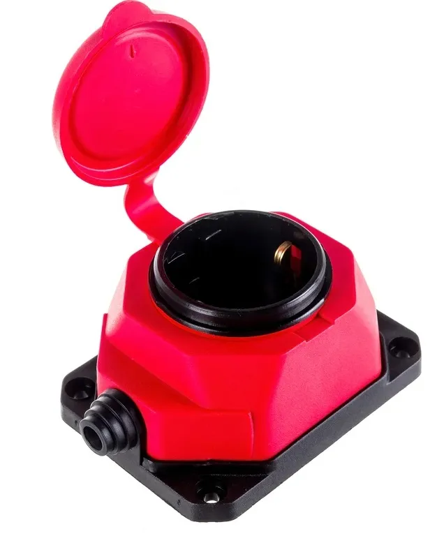 Розетка 1-ая каучук переносная с/з (красная) IP44 AY-KA