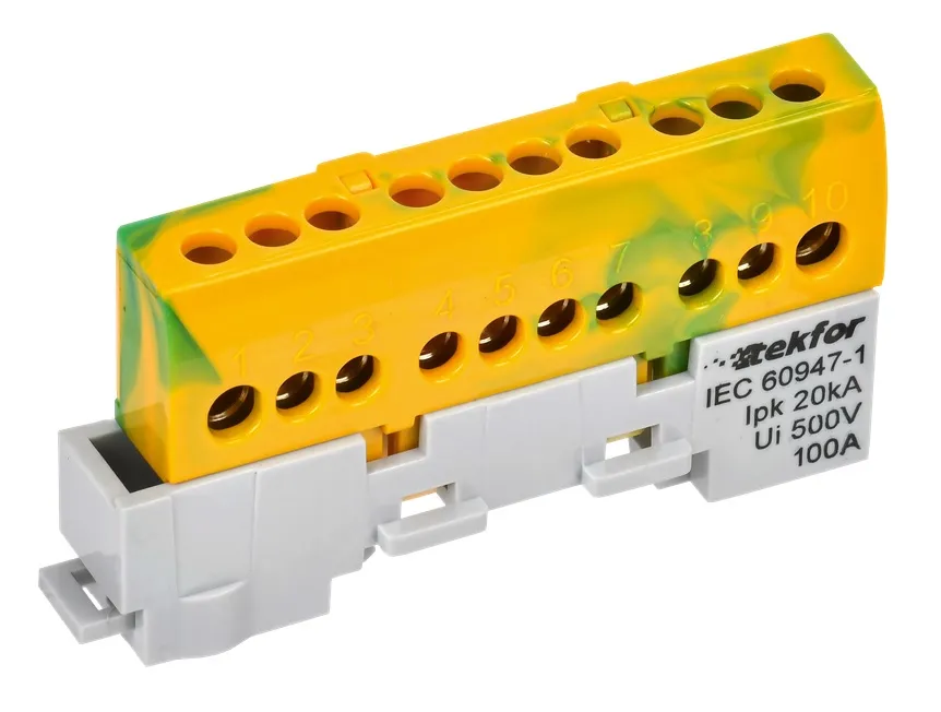 Шина PE "земля" изолированная на универсальном держателе 6х9-10-ЖЗ IEK