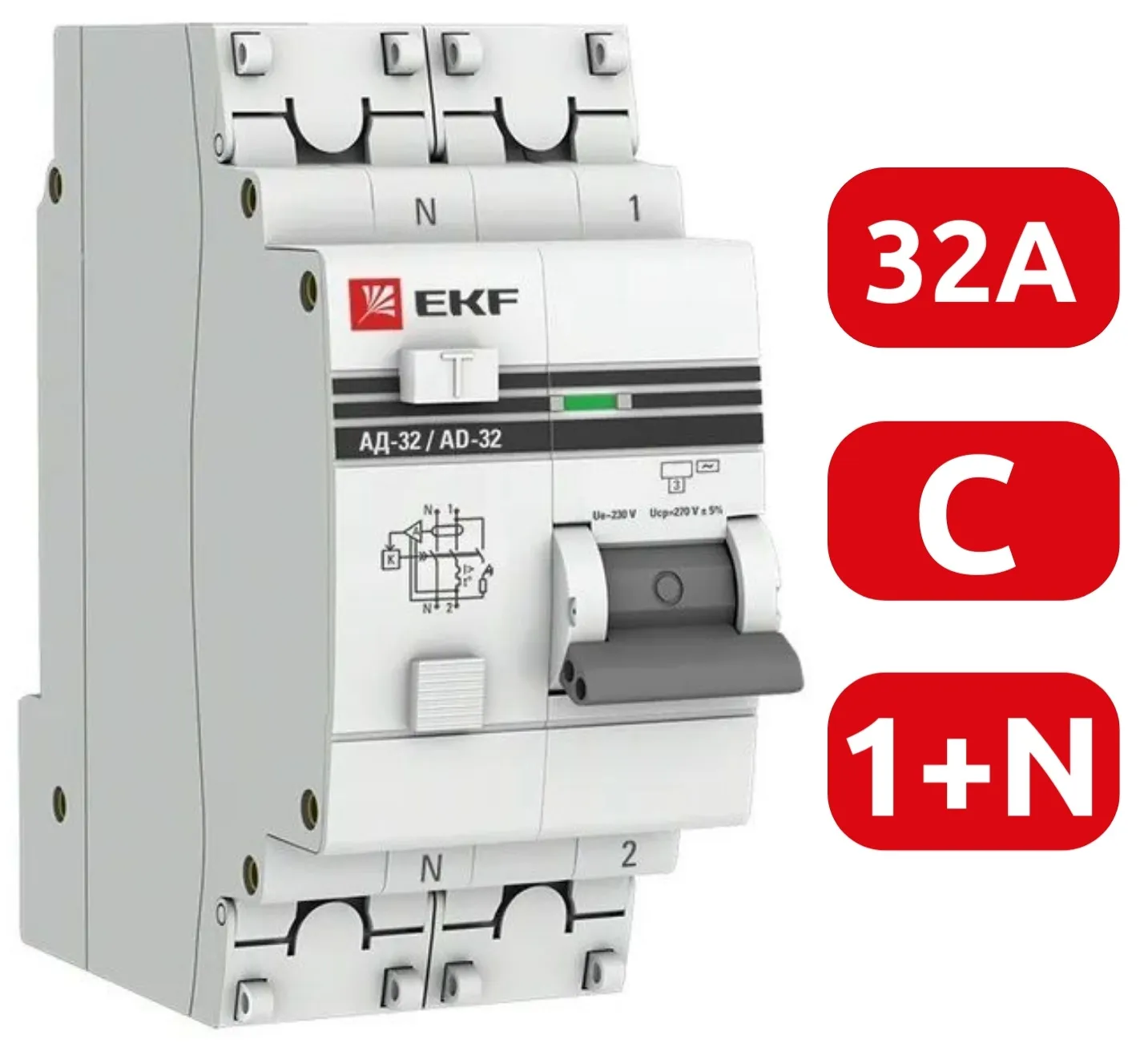 АВДТ АД-32 C32/1+N 30мА, тип АС, 4,5кА PROXIMA EKF