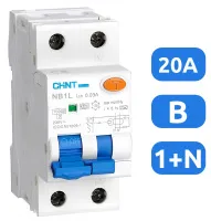 АВДТ NB1L B20/1+N 30мА, тип АС, 10кА CHINT