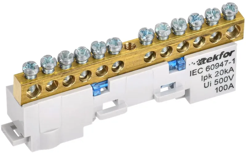 Шина N "ноль" неизолированная на универсальном держателе 6х9-12-С IEK