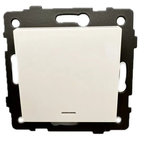 Выключатель проходной 1-кл. с подсветкой белый A-004W "Аура" AWSproducts