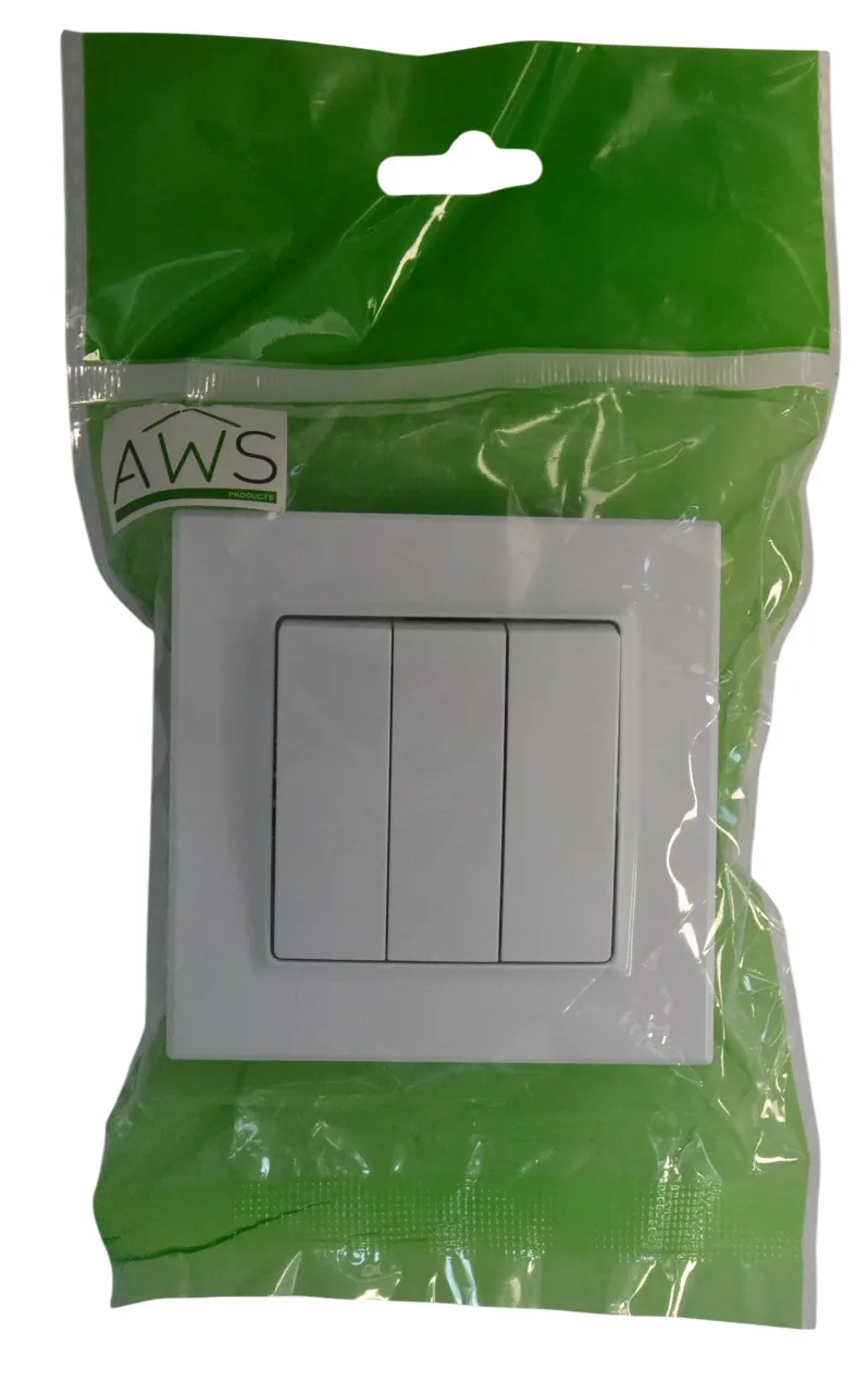 Выключатель 3-кл. белый SD-P1010W "Standard" AWSproducts