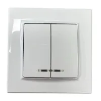 Выключатель 2-кл. с подсветкой белый SD-P1006W "Стандарт" AWSproducts
