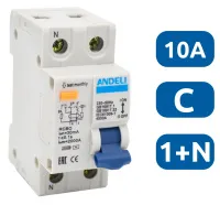АВДТ DZ59LE-40/63 1P+N 10A 30mA х-ка С 4.5kA Andeli