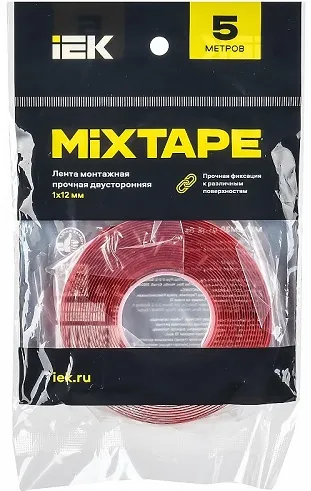 Лента монтажная двусторонняя MIXTAPE 1х12мм 5м IEK