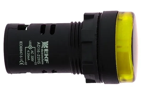 Индикатор LED желтый AD16-22HS 24В AC/DC IP54 EKF