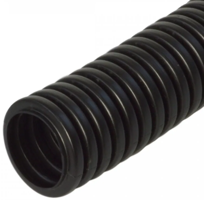 Труба гофр. ПП 9,8 мм ЧЕРНАЯ (HF) стойкая к УФ 350 Н Промрукав (10м)