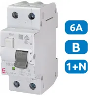 АВДТ KZS-2M B6/0.03 1+N, 30мА, тип АС, 10кА ETI