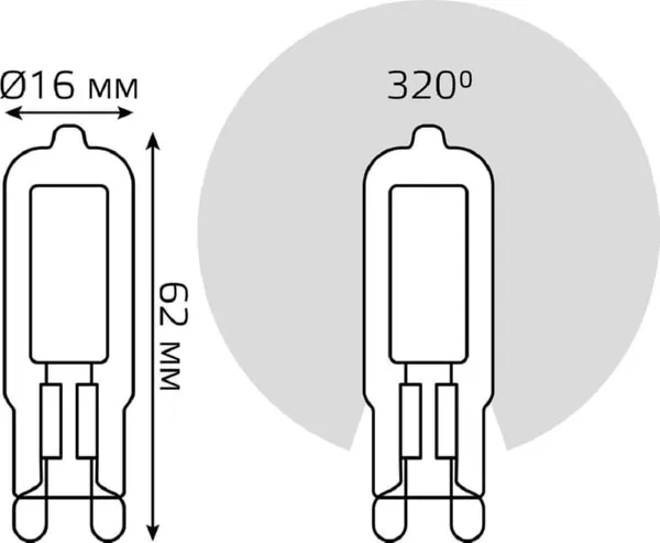 Лампа LED JCD G9 3000K 5.5Вт 480Лм Cтекло Gauss