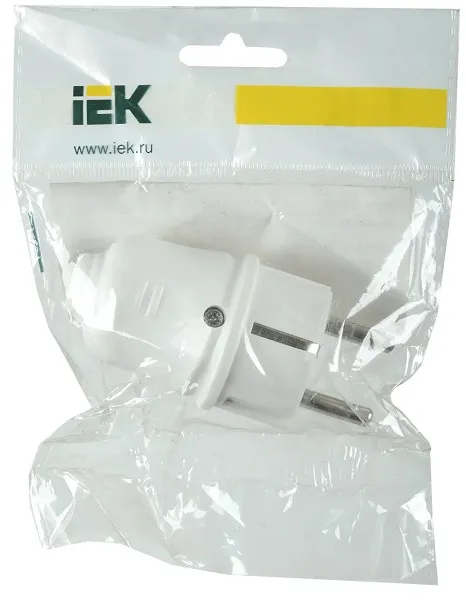 Вилка прямая с/з 16А Белая ВПп10-01-Ст IEK