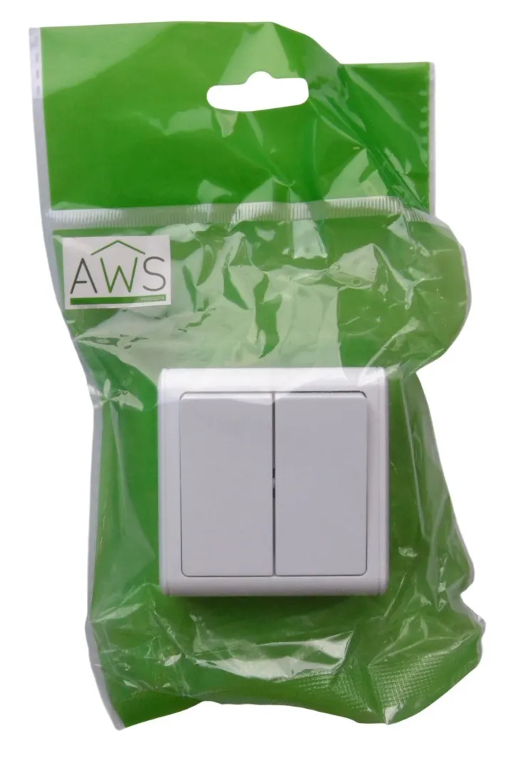 Выключатель ОУ 2-кл. белый SD-S002W "Standard" AWSproducts