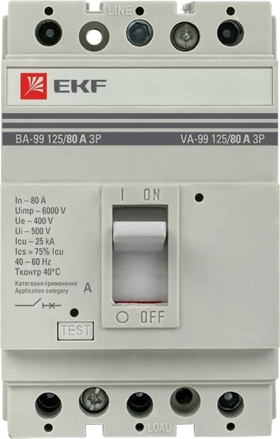 Автоматический выключатель ВА-99 125/80А 25кА 3p. Proxima EKF