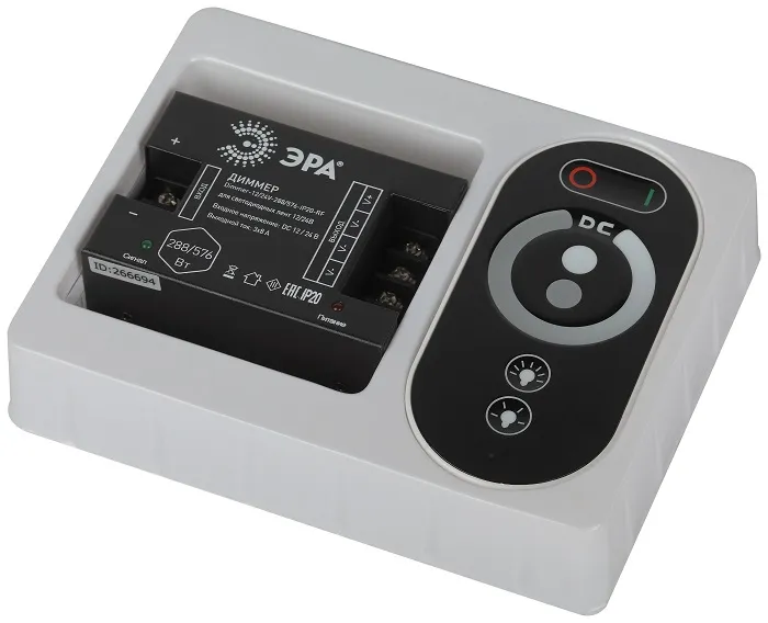 Диммер для светодиодной ленты Dimmer-12/24V-288/576-IP20-RF с радио пультом ЭРА