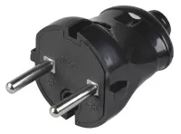 Вилка прямая б/з 6А Черная ВПп20-02-Ст IEK