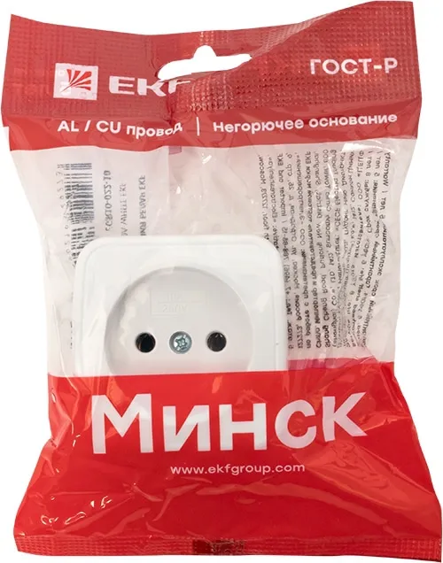 Розетка ОУ 1-я б/з Белый Минск EKF
