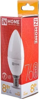 Лампа LED C35 Е14 3000К 8Вт 600Лм IN HOME