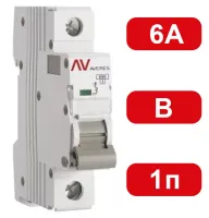 Автоматический выключатель AV-6 B6/1 6кА  AVERES EKF