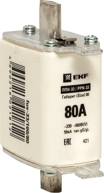Вставка плавкая ППН-33 160/80А 660В габарит 00 EKF