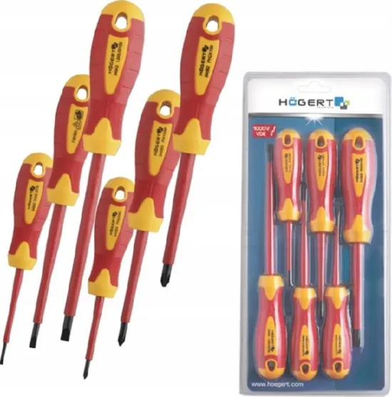 Набор изолированных отверток 1000 V, сталь S2, 6 шт. HOEGERT, ком