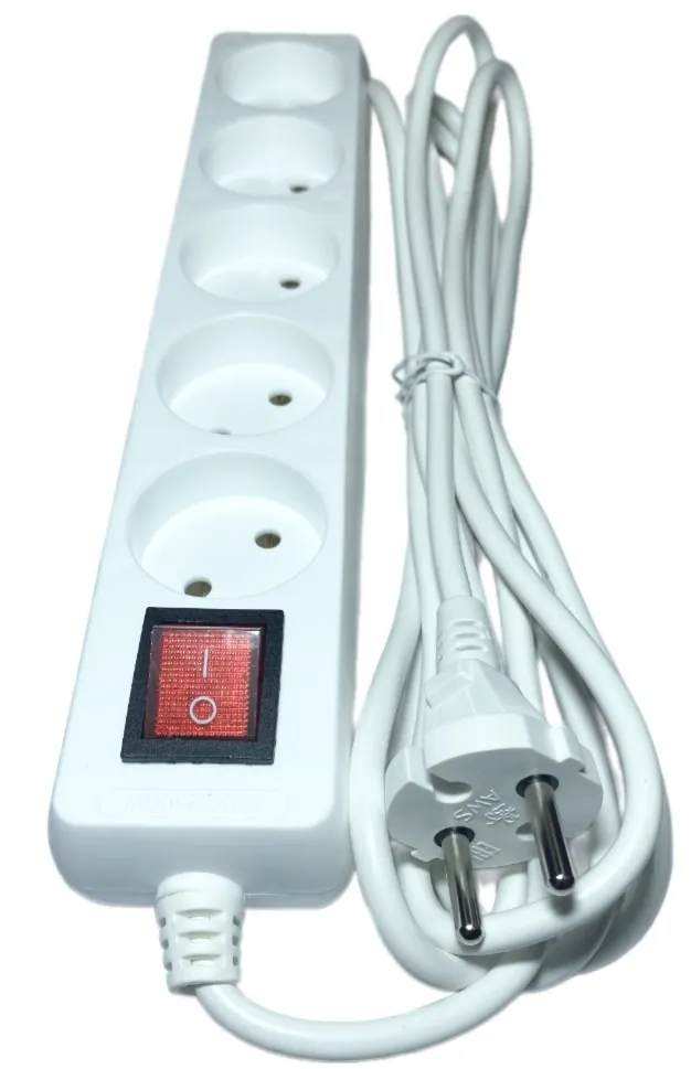 Удлинитель бытовой 5гн. 3м б/з с выкл. ПВС 2x0,75mm2 AWS-H05K-3 AWSproducts