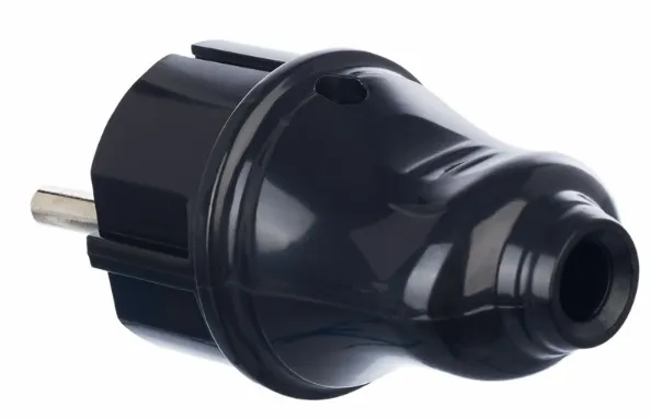 Вилка прямая с/з 16А Черная ВПп10-02-Ст IEK