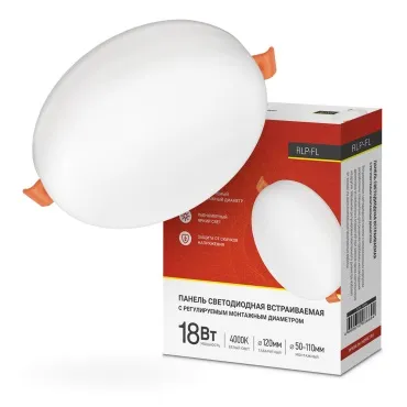 Панель светодиодная встраиваемая безрамочная RLP-FL 18Вт 230В 4000К 1260Лм 120мм с рег. монтаж. 50-1