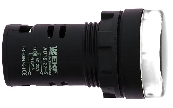 Индикатор LED белый AD16-16HS 16 мм. 230В AC IP54 EKF
