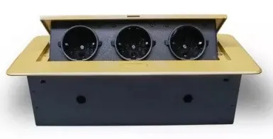 Выдвижная гор. розетка 3 Euro 16A, Золото RocketSocket