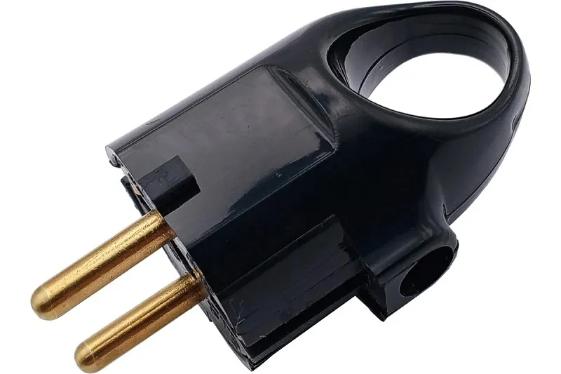 Вилка В16-336 прямая с кольцом с/з черн. Bylectrica