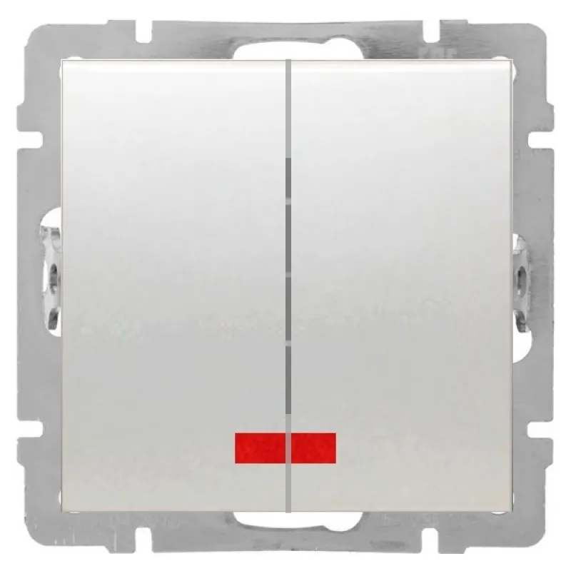 Выключатель 2-кл. с подсветкой Белый LK80 Ecoplast