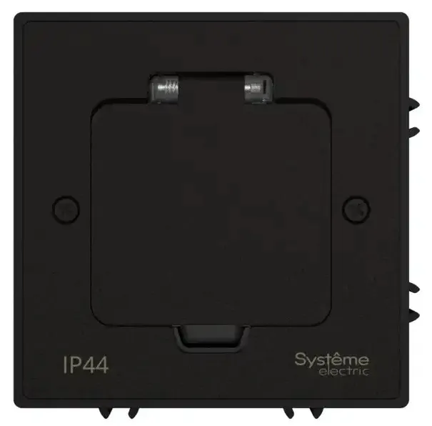 Лючок на 2 модуля черный матовый IP44 с монт.короб SE