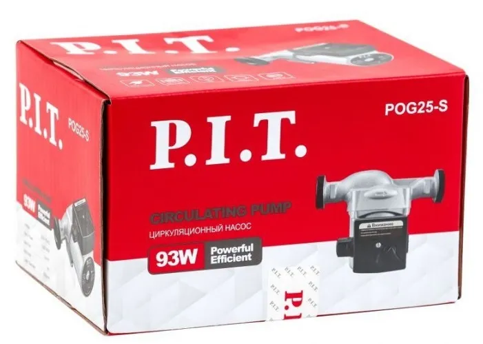 Насос циркуляционный POG25-S (93Вт, напор 6м, произв-ть 58л/мин, отверстия 25мм) P.I.T
