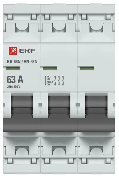 Выключатель нагрузки ВН-63N 3P 63А EKF