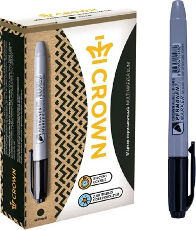 Маркер перманентный Crown «Multi Marker Slim» 2 мм, черный, пулевидный