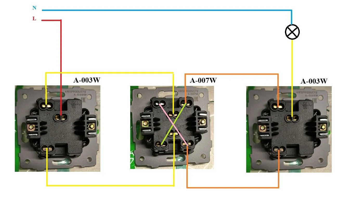 Выключатель проходной 1-кл. белый A-003W "Аура" AWSproducts