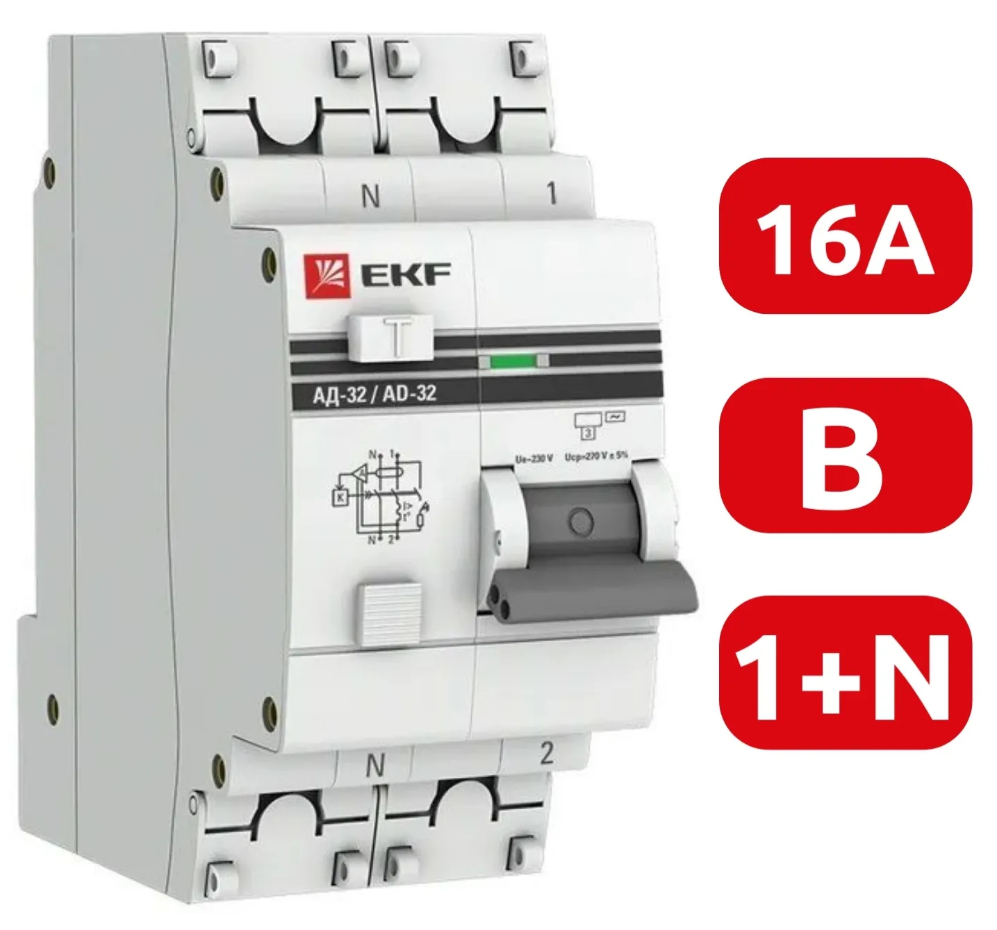 АВДТ АД-32 B16/1+N 30мА, тип АС, 4,5кА PROXIMA EKF